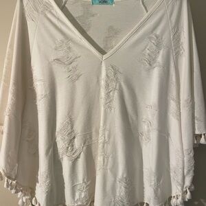 Karlie White V-Neck top with Tassels